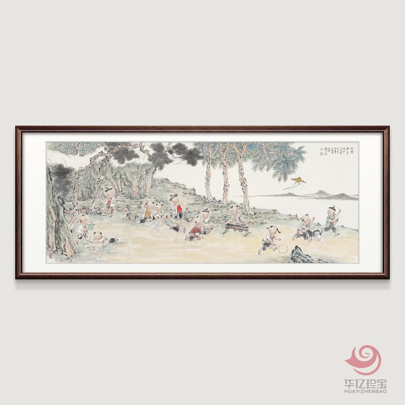 胡生旺 孩童挂画手绘国画人物画名家字画真?？吞榉克? class=