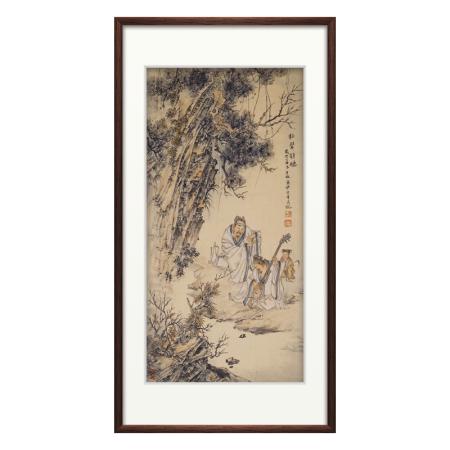 胡生旺 人物挂画手绘国画高士图茶室书房画名家字画真迹胡生旺 