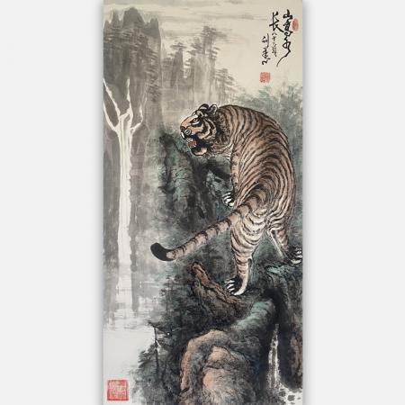 任训善《山高水长》8平尺老虎作品
