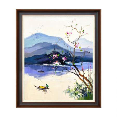 张开宇3平尺油画作品《春到水乡》