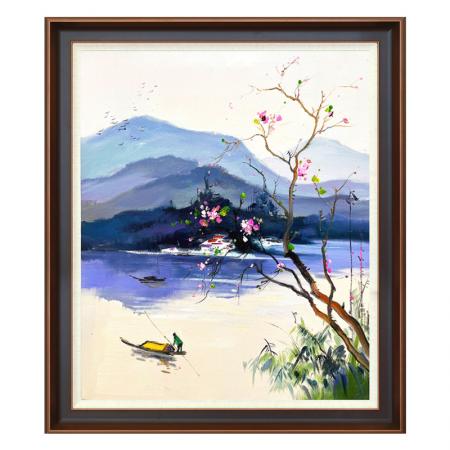 张开宇3平尺油画作品《春到水乡》