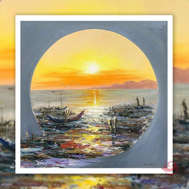 张向工大海油画作品  64*64cm 4平尺