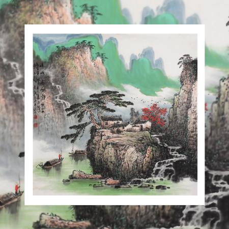 张月岗《溪山春雨静》4平尺作品