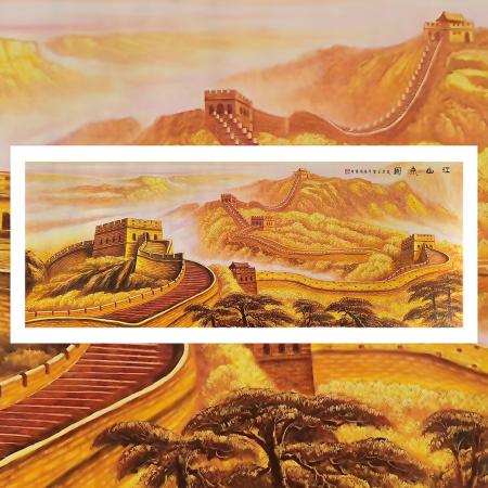 刀画协会主席张维源16平尺《江山永固》油画(刀画）作品