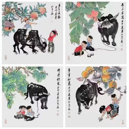 吴运广精品牛作四斗方《多子多?！贰镀狡桨舶病贰陡链摇贰妒率氯缫狻? /></a></div>
	<div   id=