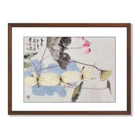 贾广健花鸟作品《乙未·藕花图》