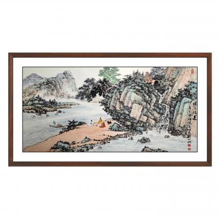 张剑波8平尺山水作品《谈易说道》