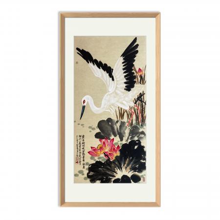 张扬8平尺花鸟作品《白鹤曼舞》
