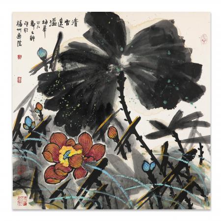 郑大干4平尺花鸟作品《清香远溢》