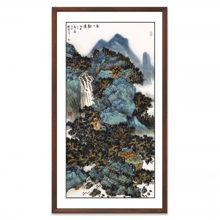 郑大干8平尺山水作品《春山观瀑》
