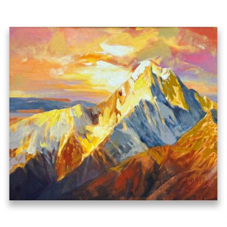 中央美院教授张元2.7平尺油画作品《金山》