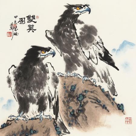 姜成楠4平尺作品《双鹰图》