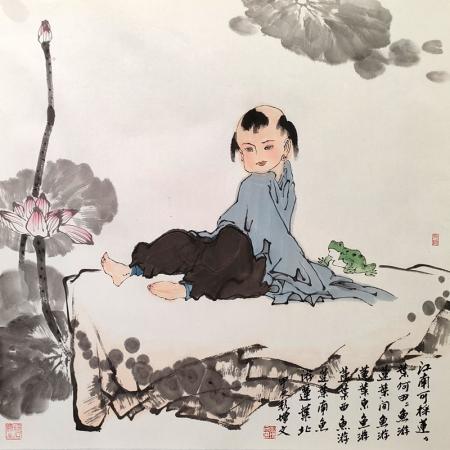 彭增文4平尺人物作品《江南可采莲》
