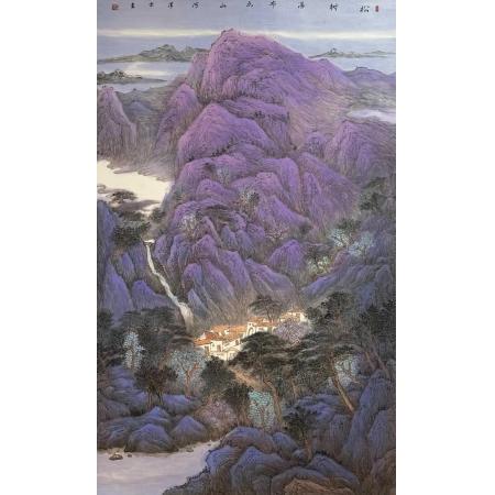 李泽霖作品《松树瀑布点山河》