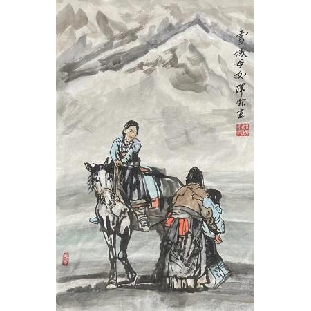 李泽霖作品《雪域母女》