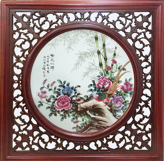 富贵满堂四斗方瓷版画 张松茂大师作品