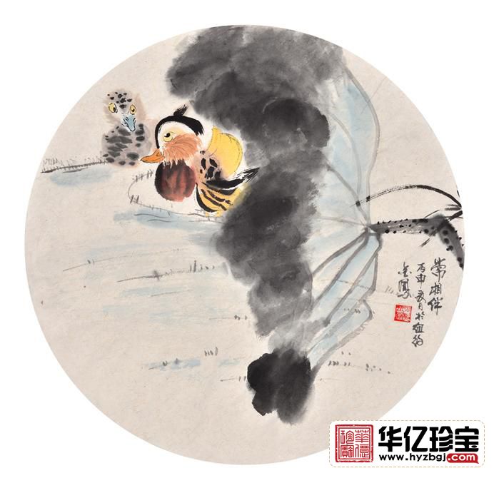 张金凤斗方花鸟画作品《常相伴》