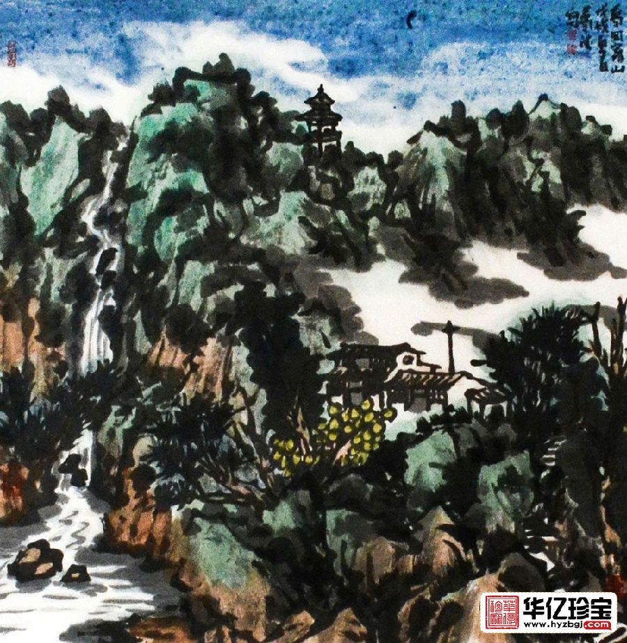 shouc小品画 中G美协邹梦德斗方山水画《梦回家山》