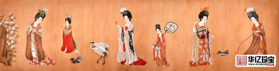 唐宫仕女图 工笔重彩传人王一容工笔人物画《仕女图》
