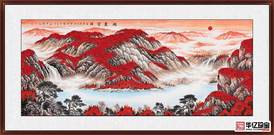 万山红遍聚宝盆 李林宏新品力作风水画《鸿运当头》