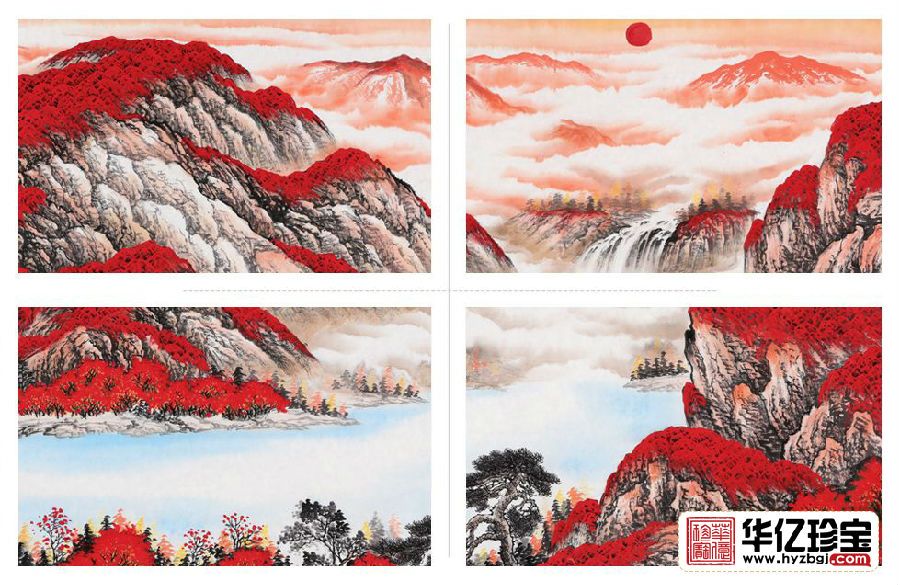 万山红遍聚宝盆 李林宏新品力作风水画《鸿运当头》