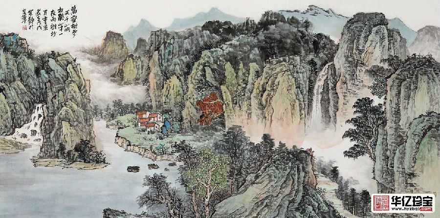 中G美协画家余静老师诗意国画《山中一夜雨》
