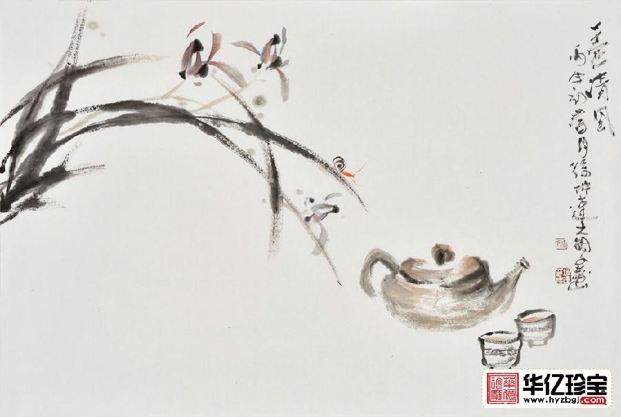 徐坤连不规则写意花鸟画兰花图《一壶清风》