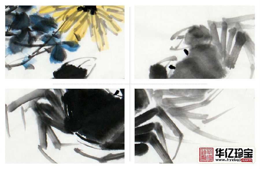 写意佳作 实力派画家郑晓京菊花螃蟹图《秋之味》