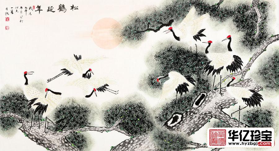 给老人祝寿送礼首选 王一容工笔画松鹤图《松鹤延年》