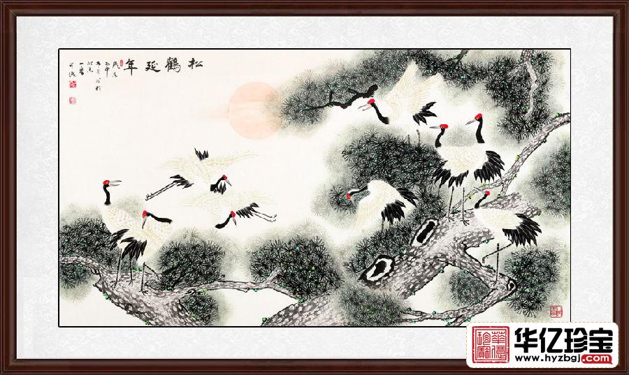 给老人祝寿送礼首选 王一容工笔画松鹤图《松鹤延年》