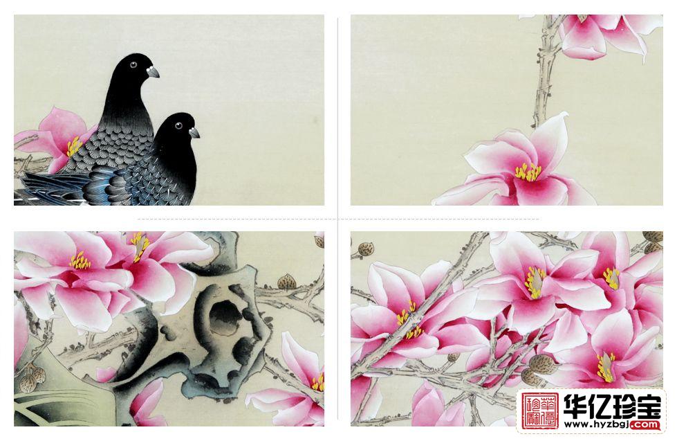 卧室挂画必备 王一容斗方工笔花鸟画《玉棠春》