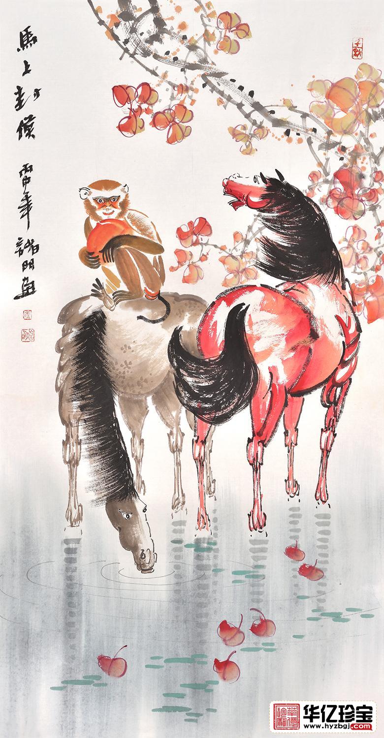 封侯图 国家一JI美术师诸明三尺竖幅《马上封侯》