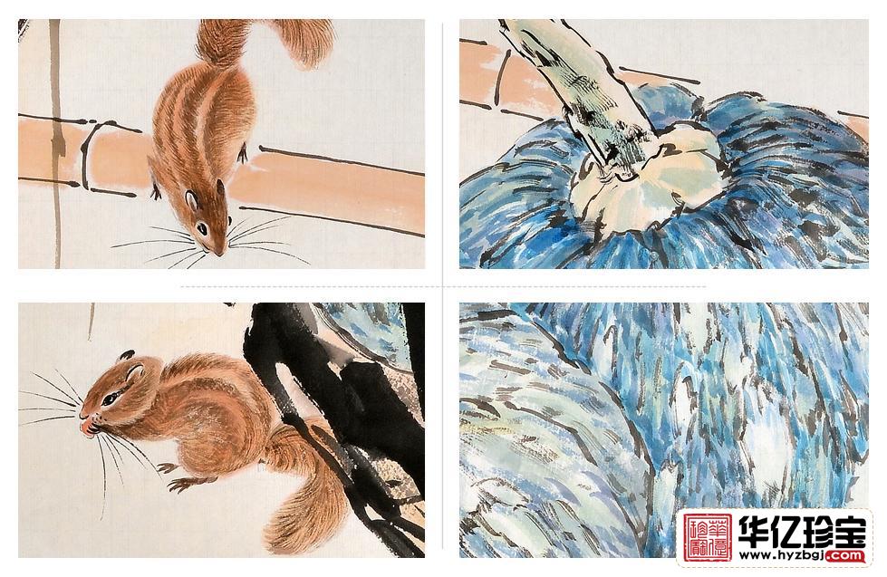 餐厅装饰画 羽墨动物画 小松鼠《只因野性干藜藿，ZUI爱山蔬带水云》