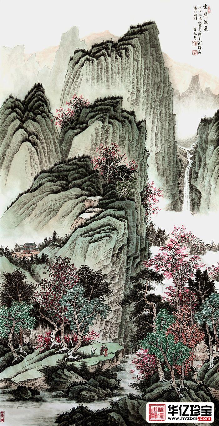 许吉尔ZUI新力作四尺竖幅仿古山水画《云岭飞泉》