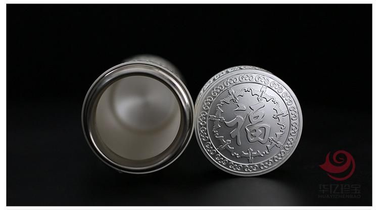 3D白银浮雕工艺 百福足银杯2个