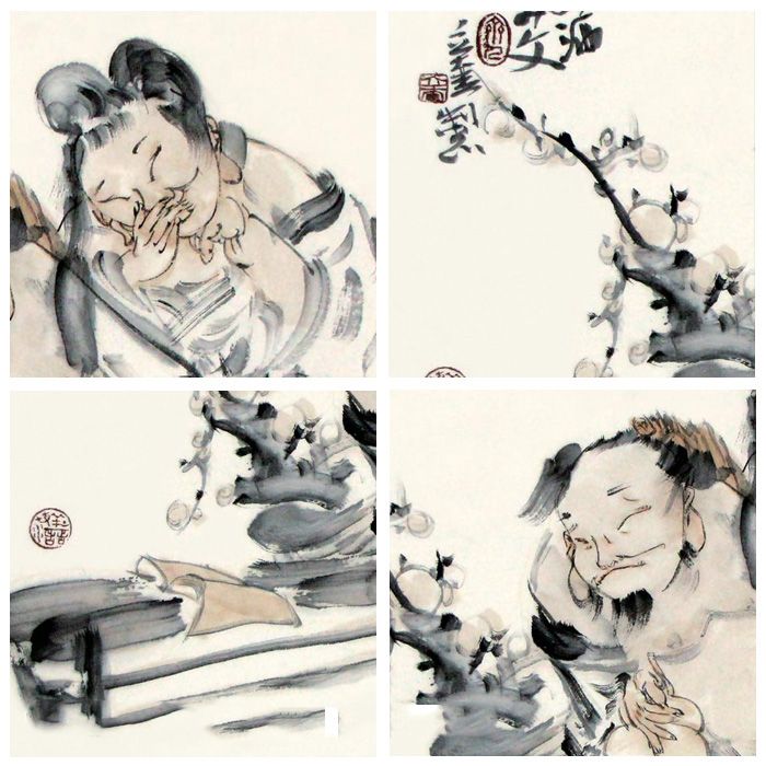 张立奎《喝美酒读美文 》50×50cm