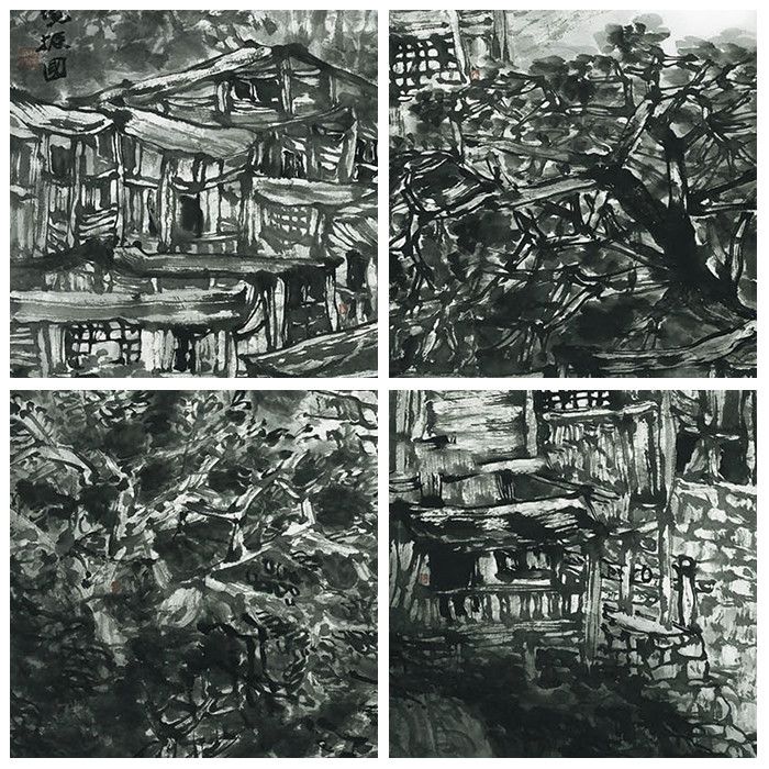 程振国《榕江夜泊》136×68cm