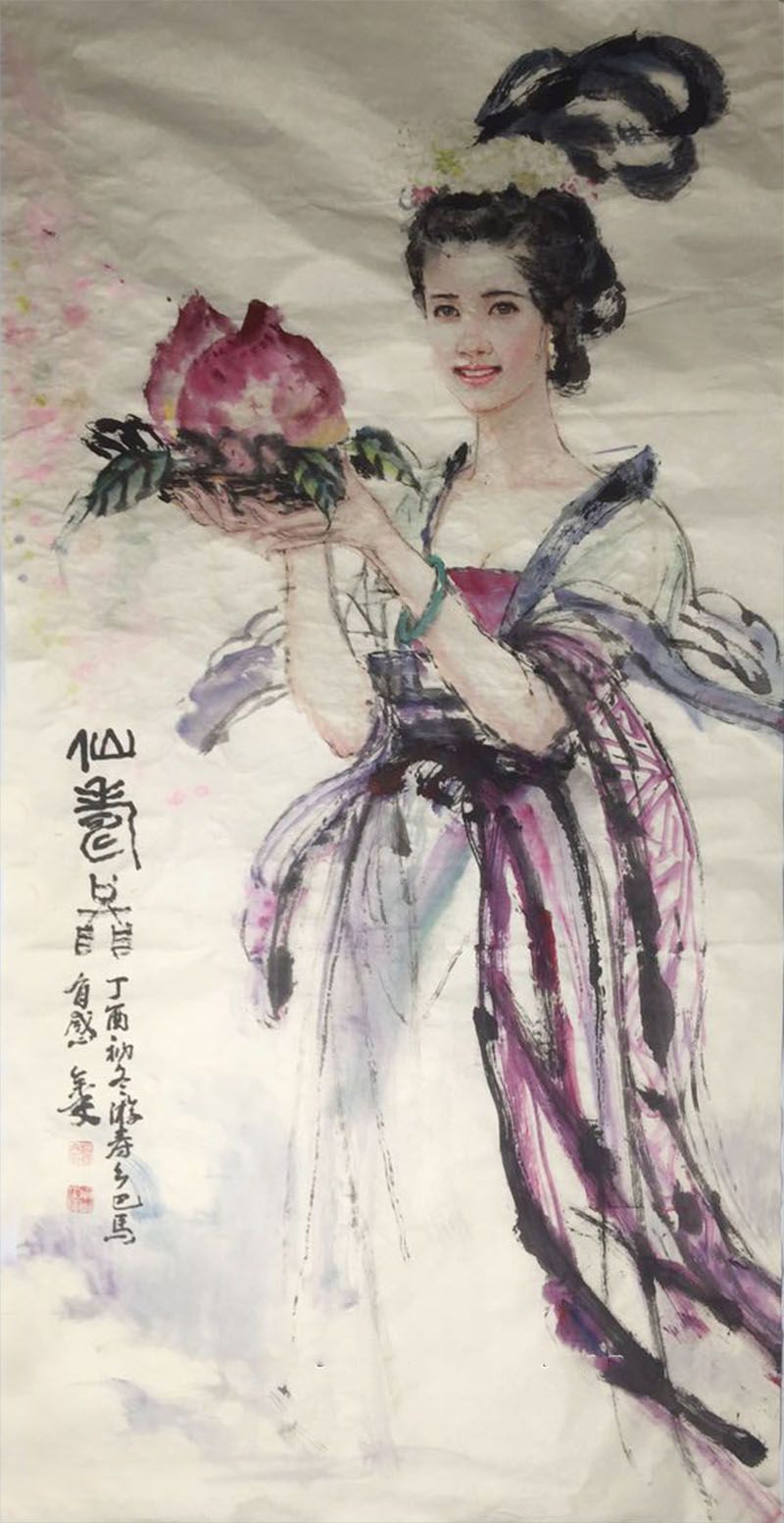 赵金文《仙寿图》四尺整张