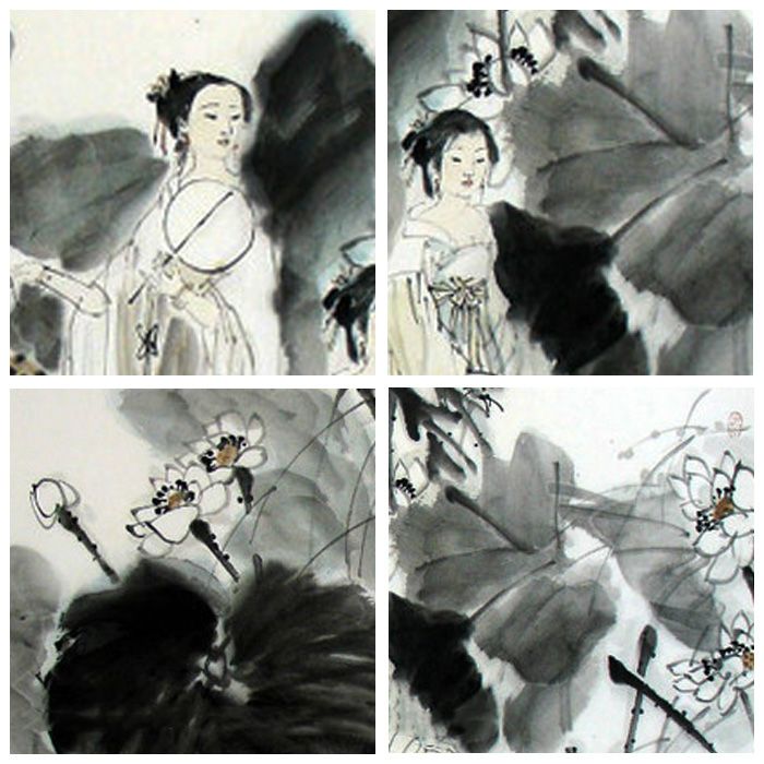李也青《冷香图》四尺对开