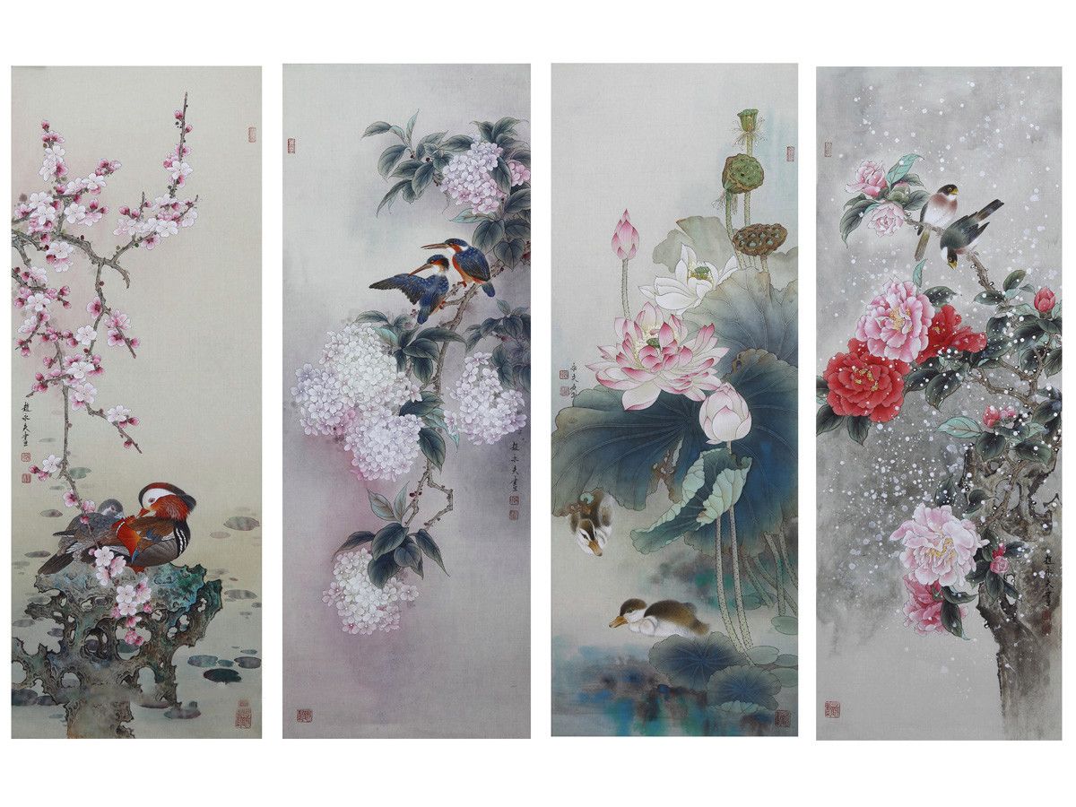 赵永夫《春和景明》四条屏