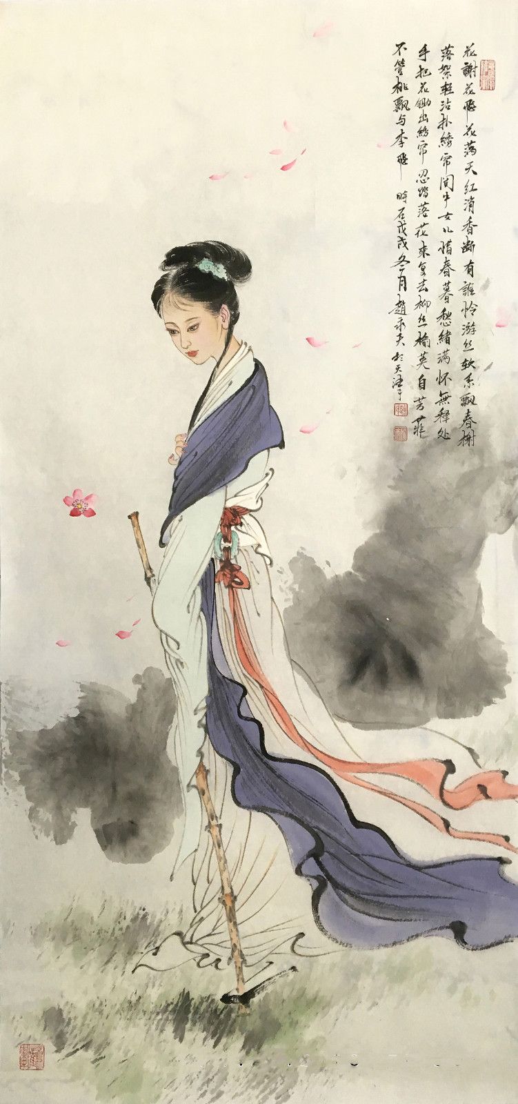 赵永夫《花谢花飞花满天》四尺竖幅