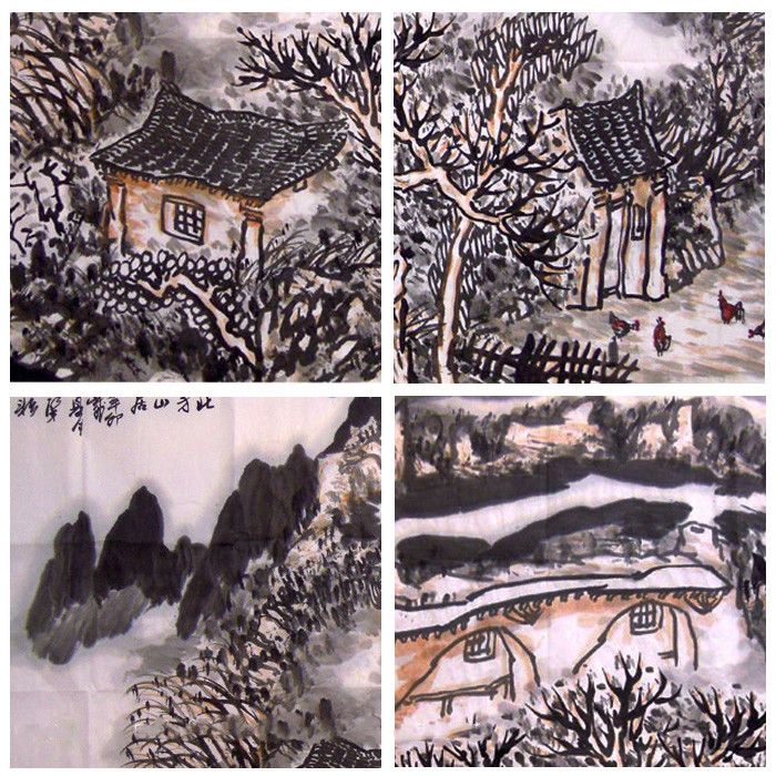 梁耘《北方山居》四尺对开