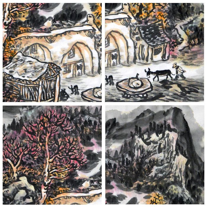 梁耘《秋山乐居图》68×68cm