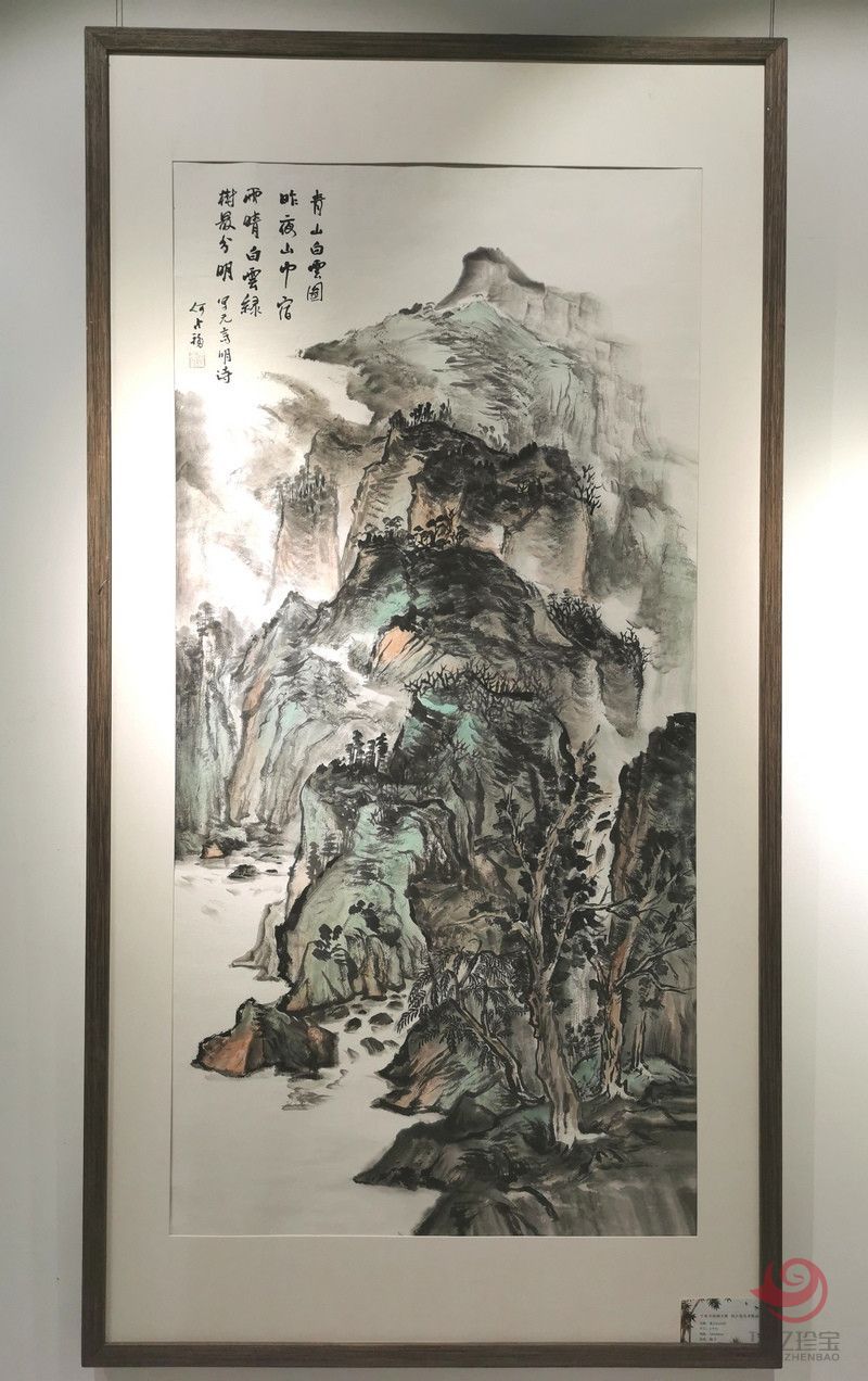 宁夏美协副主席  山水画家何占福《青山白云图》8平尺竖幅