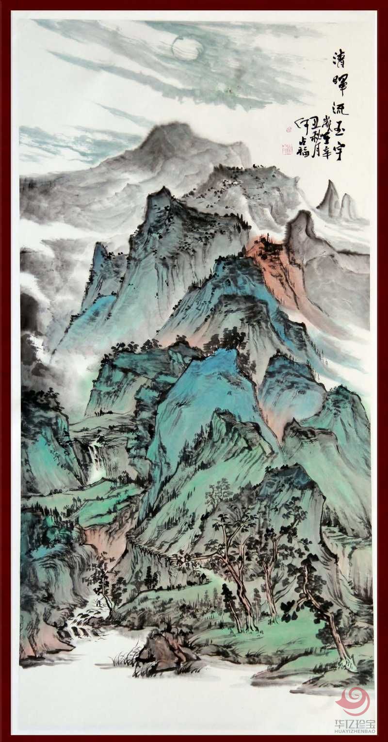 宁夏美协副主席  山水画家何占?！肚嚓土饔裼睢?平尺竖幅