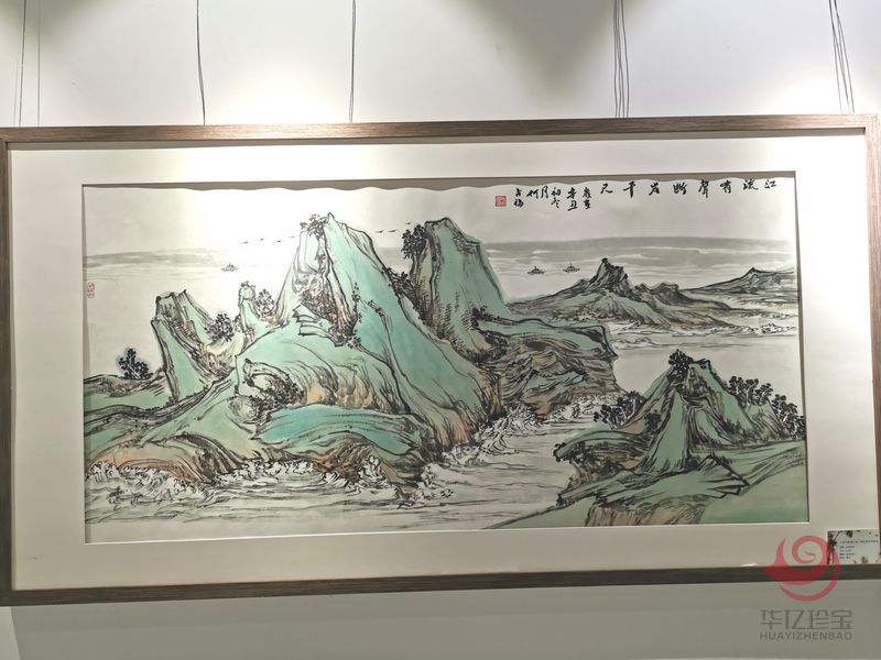 宁夏美协副主席  山水画家何占?！督饔猩?平尺竖幅