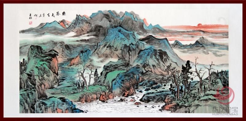 贺兰山画派创始人  山水画家何占?！抖肌?平尺横幅巨作