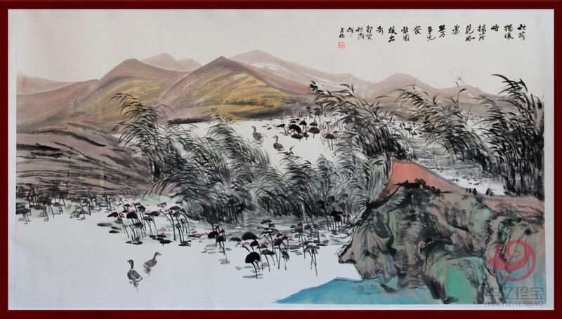 贺兰山画派创始人 山水画家何占?！肚锖啥篮笫薄?平尺横幅巨作