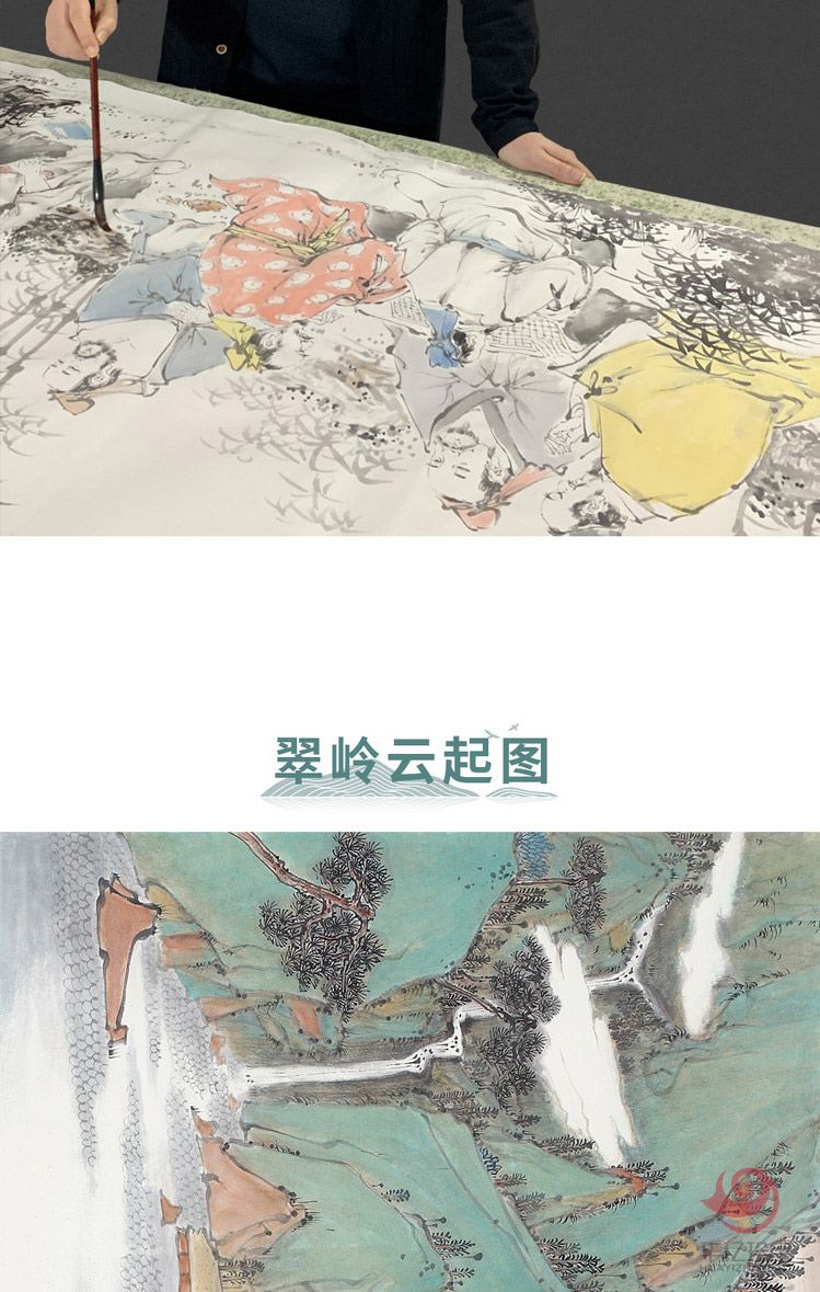 胡生旺 青绿画手绘国画名家字画真?？吞旃夜一?