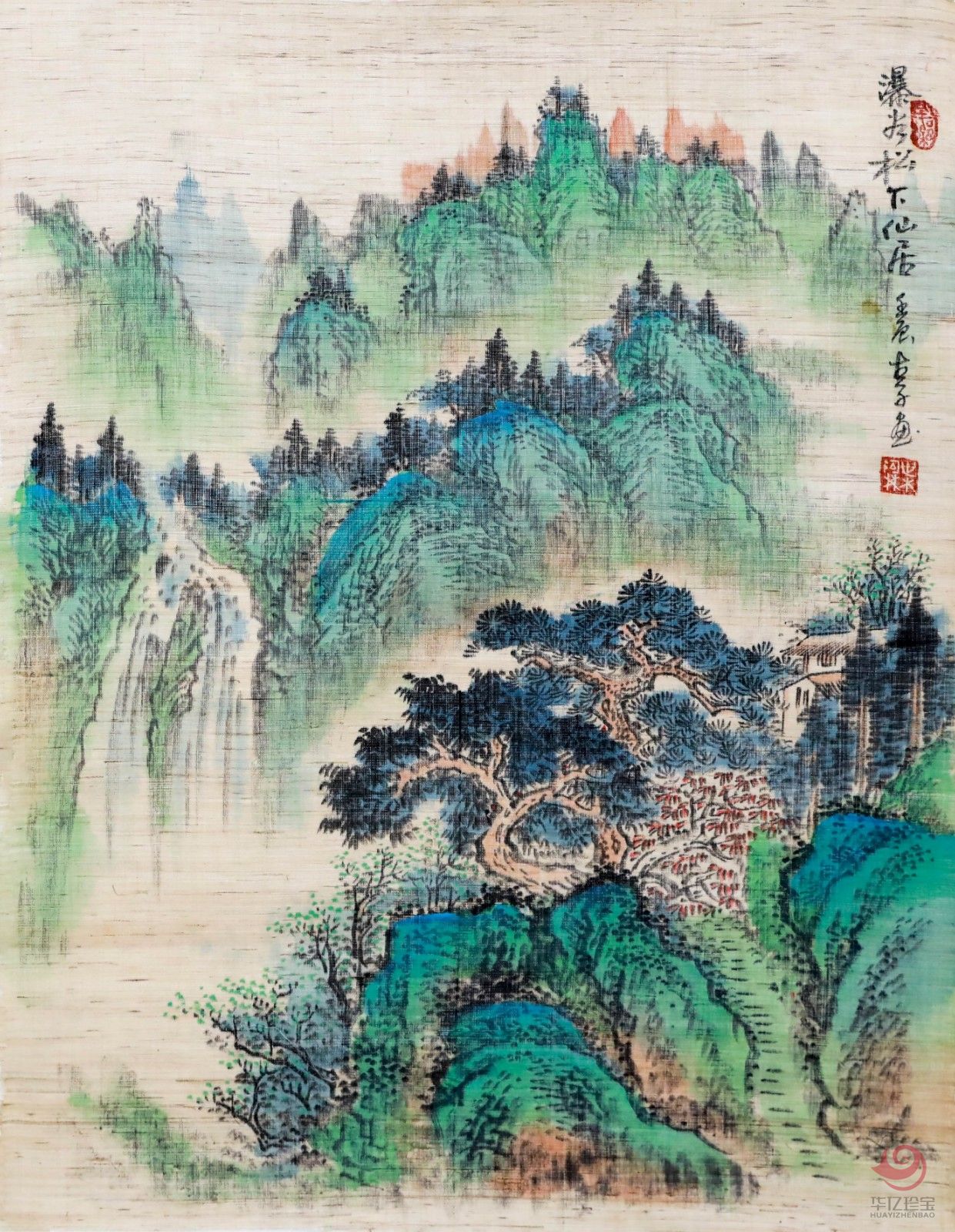 叶阿林4平尺亚麻布作品《瀑谷松下仙居》